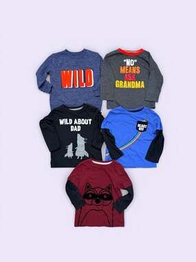 Lot of 5 Okie Dokie Toddler Boy 2T Long Sleeve Graphic T-Shirts and Pullovers